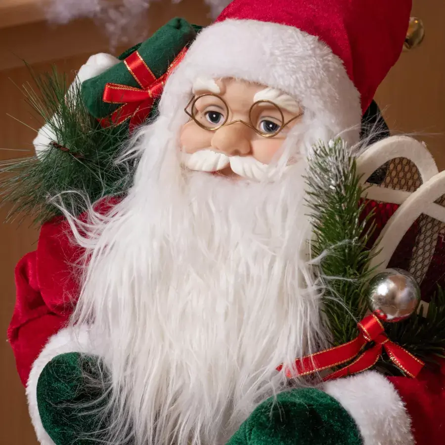 Eminza Père Noël Traditionnel (H60 Cm) Emile En Raquette