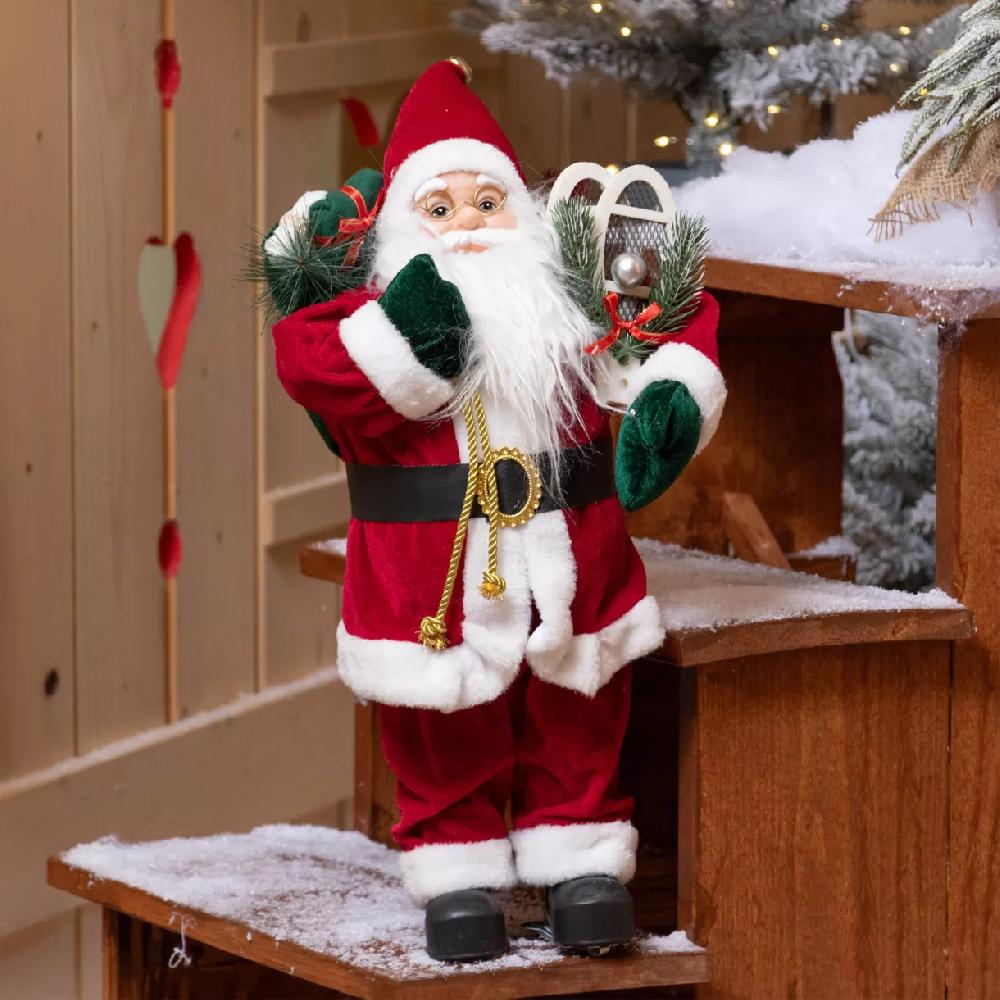 eminza Père Noël traditionnel (H60 cm) Emile en raquette