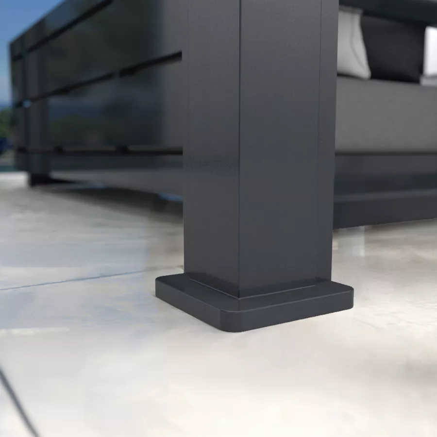 Eminza Pergola Bioclimatique Autoportée Motorisée Aluminium Et LED (3 X 3 M) Gris Anthracite