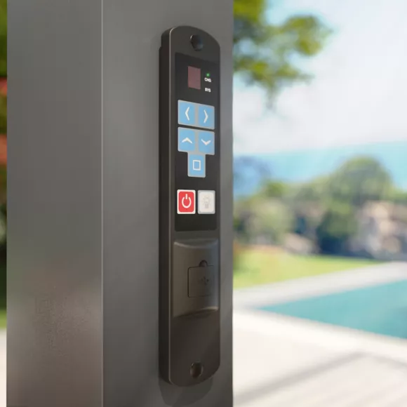 Eminza Pergola Bioclimatique Autoportée Motorisée Aluminium Et LED (3 X 4 M) Gris Anthracite