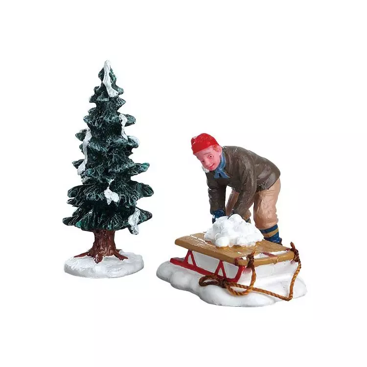 eminza Personnage Lemax Bataille de boules de neige