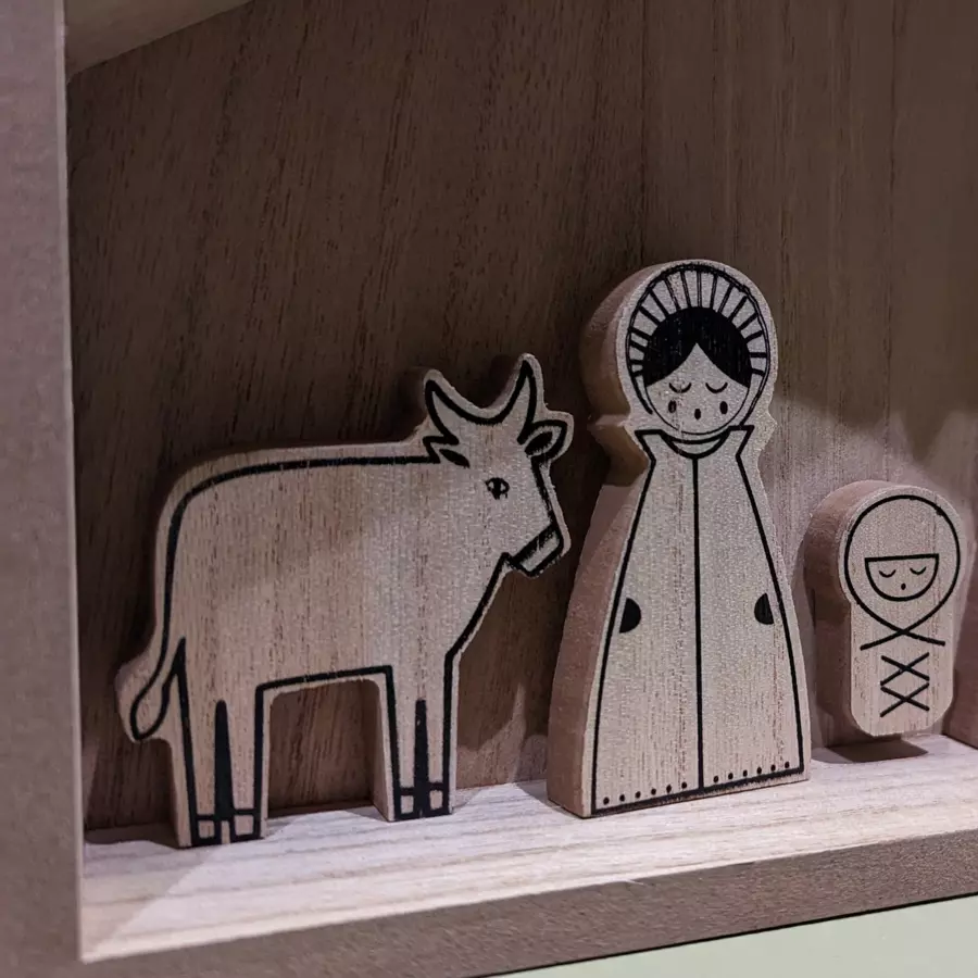 Eminza Petite Crèche De Noël En Bois (H27 Cm) Sainte-Marceline