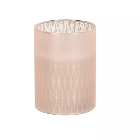Eminza Photophore En Verre Avec Bougie (H10 Cm) Strim Rose