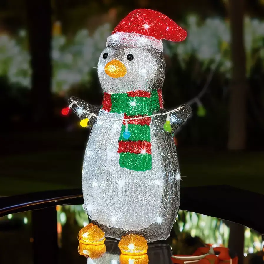 eminza Pingouin lumineux 48 LED (H45 cm) Polly Blanc froid
