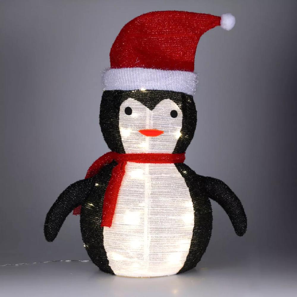 eminza Pingouin lumineux à piles (H68 cm) Pliable Noir