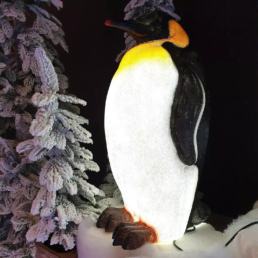 Eminza Pingouin Lumineux Fibre De Verre 8 LED (H50 Cm) Zélian Blanc Froid