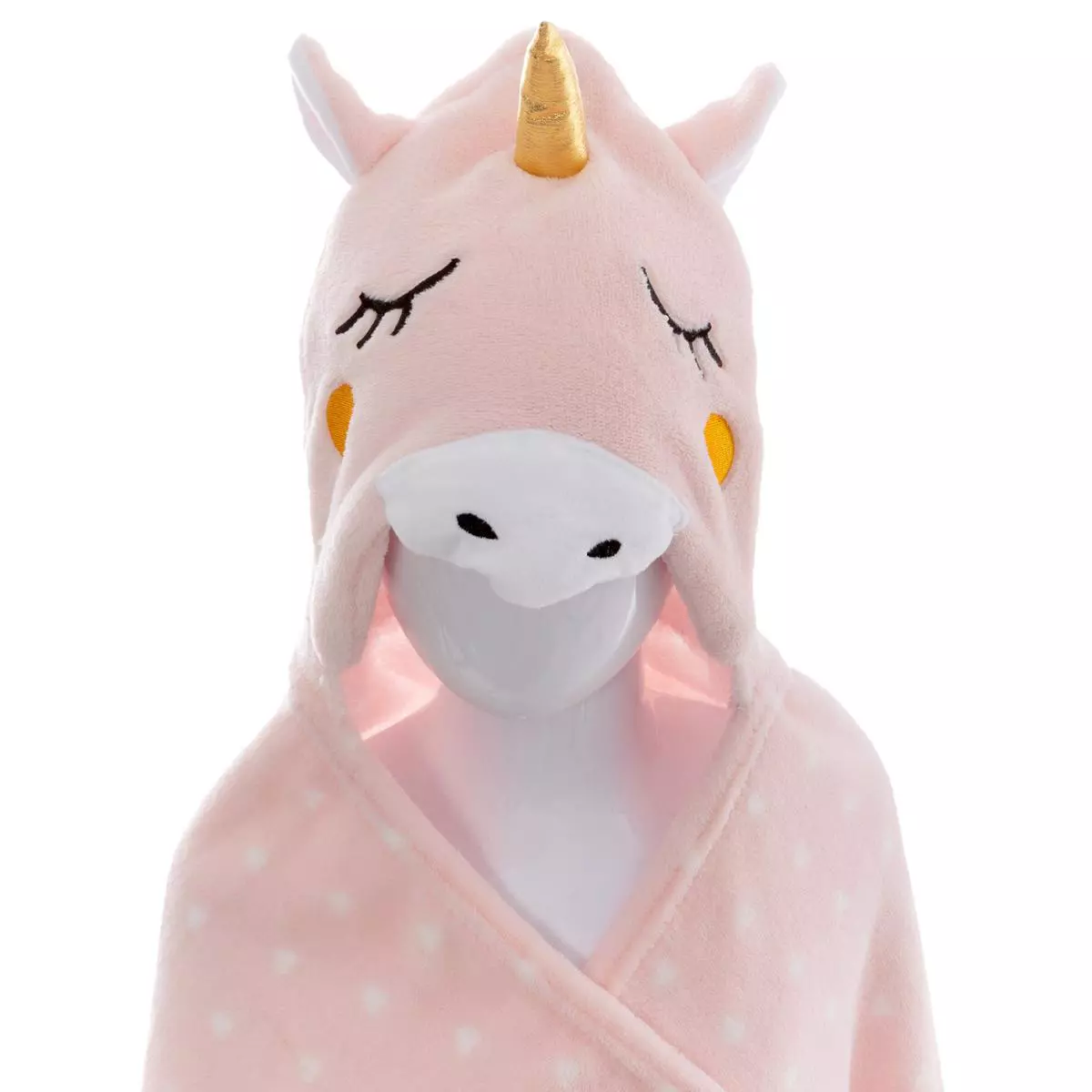 eminza Plaid à capuche enfant (100 x 140 cm) Licorne Rose