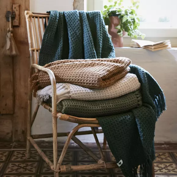Eminza Plaid Canapé Matière Recyclée (130 X 160 Cm) Gabin Camel