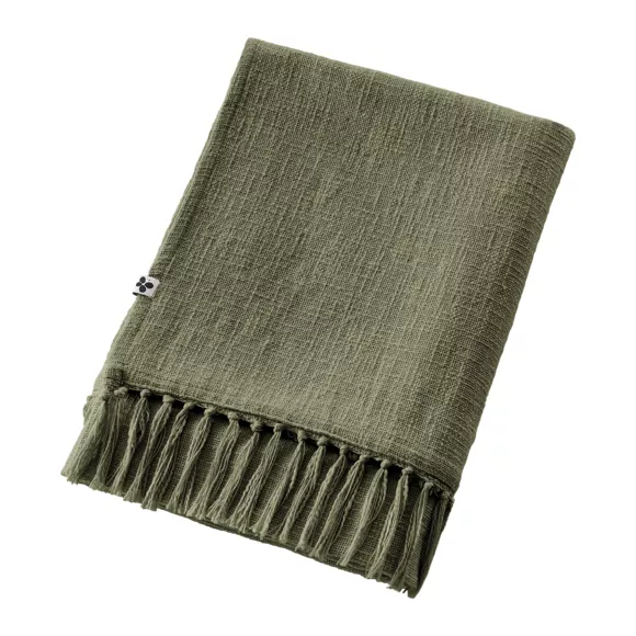 Eminza Plaid Coton (180 X 220 Cm) Sixtine Vert Romarin