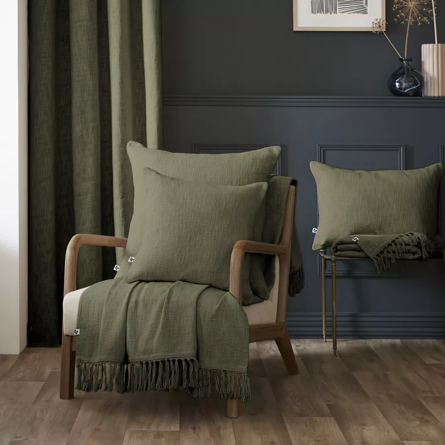 Eminza Plaid Coton (180 X 220 Cm) Sixtine Vert Romarin