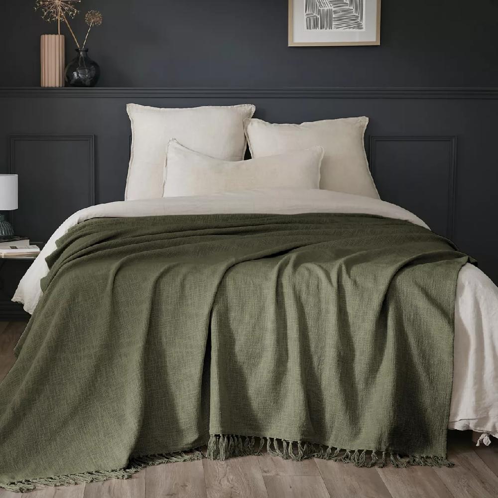 eminza Plaid coton (180 x 220 cm) Sixtine Vert romarin