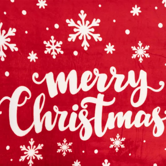 Eminza Plaid De Noël (130 X 180 Cm) Merry Christmas Rouge