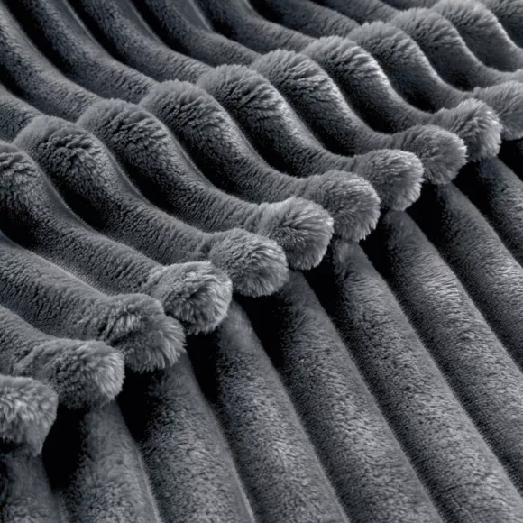 Eminza Plaid Doux (180 X 220 Cm) Dune Gris Anthracite