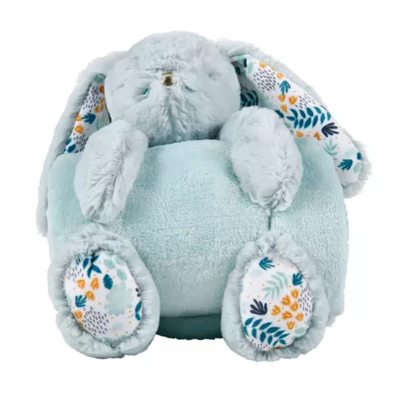 Eminza Plaid Doux Enfant (90 X 75 Cm) Et Peluche Lapino Bleu