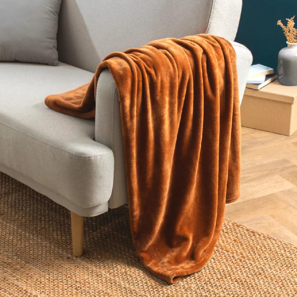 eminza Plaid doux flanelle (130 x 180 cm) Didou Cuivre