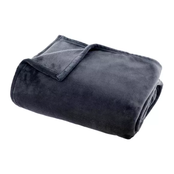 Eminza Plaid Doux Flanelle (130 X 180 Cm) Didou Gris Anthracite