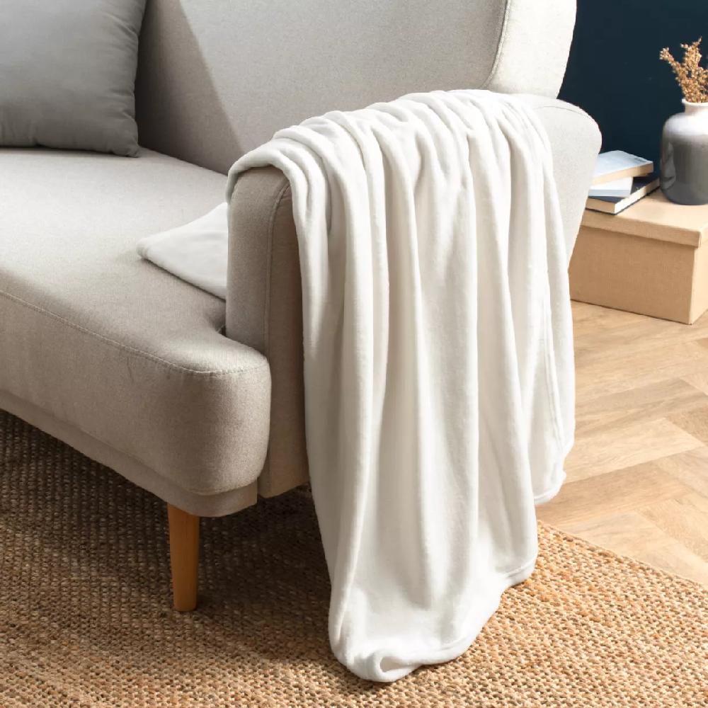 eminza Plaid doux flanelle (130 x 180 cm) Didou Ivoire