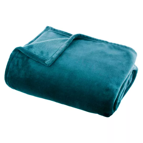 Eminza Plaid Doux Flanelle (180 X 230 Cm) Didou Bleu Canard