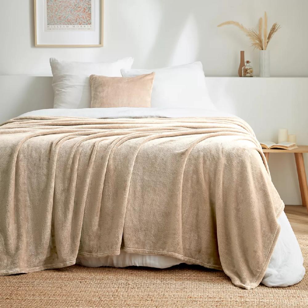 eminza Plaid doux flanelle (220 x 240 cm) Didou Marron glacé