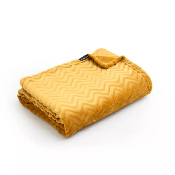 Eminza Plaid Doux Flanelle (220 X 240 Cm) Zag Jaune Moutarde