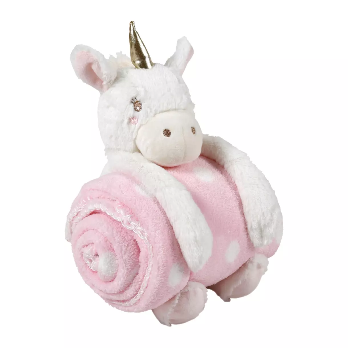 eminza Plaid enfant doux (90 x 75 cm) et peluche Licorne Rose