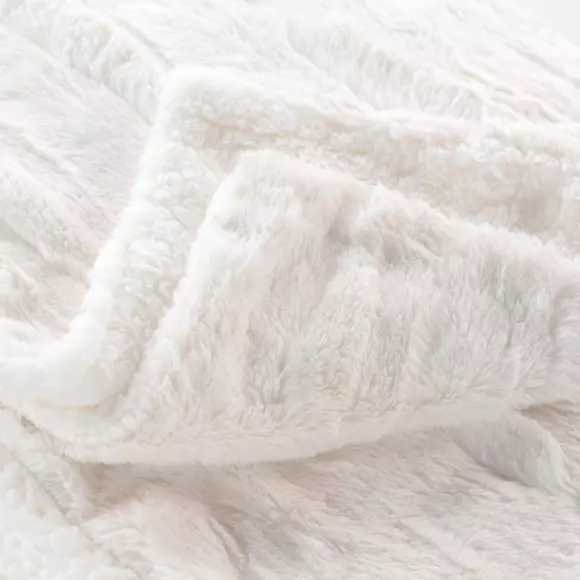 Eminza Plaid Fausse Fourrure (125 X 150 Cm) Foxy Ecru