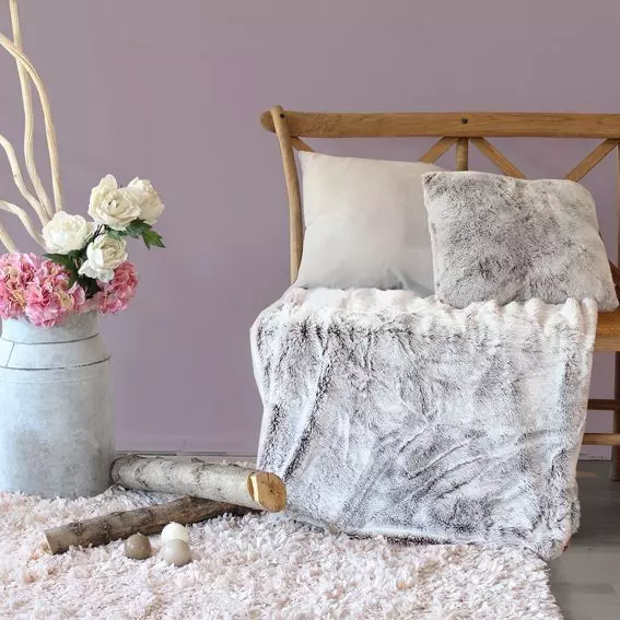 Eminza Plaid Fausse Fourrure (130 X 150 Cm) Ours Taupe