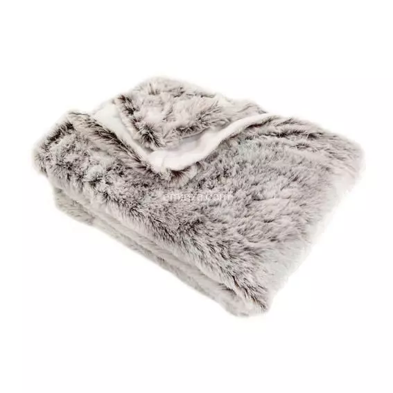 eminza Plaid fausse fourrure (130 x 150 cm) Ours Taupe