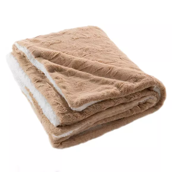 Eminza Plaid Fausse Fourrure (180 X 220 Cm) Foxy Taupe