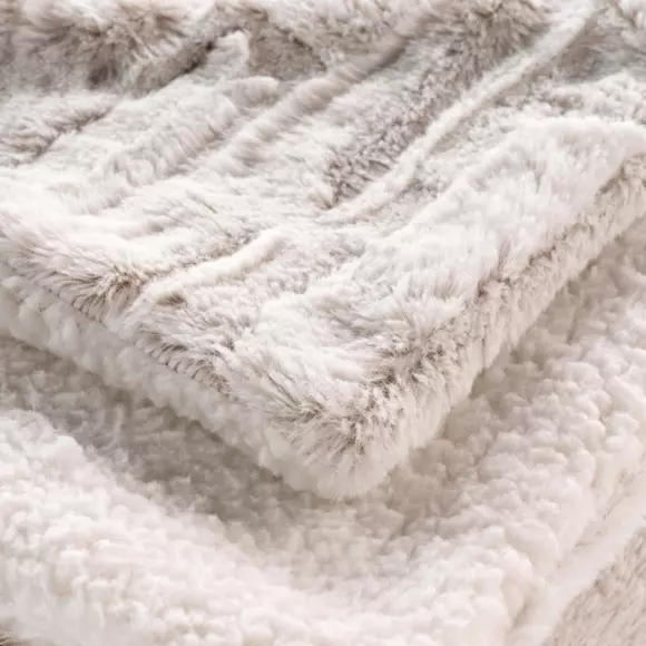Eminza Plaid Fausse Fourrure (180 X 220 Cm) Lynx Beige