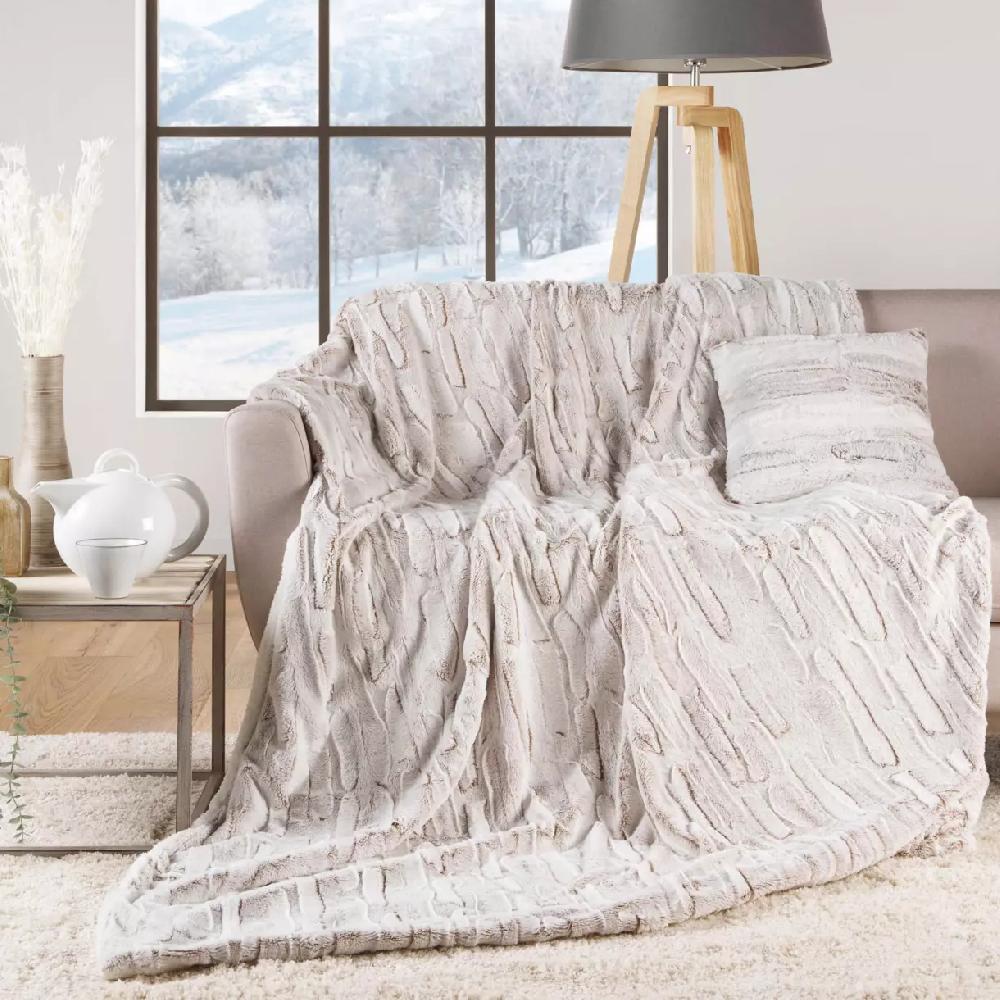 eminza Plaid fausse fourrure (180 x 220 cm) Lynx Beige