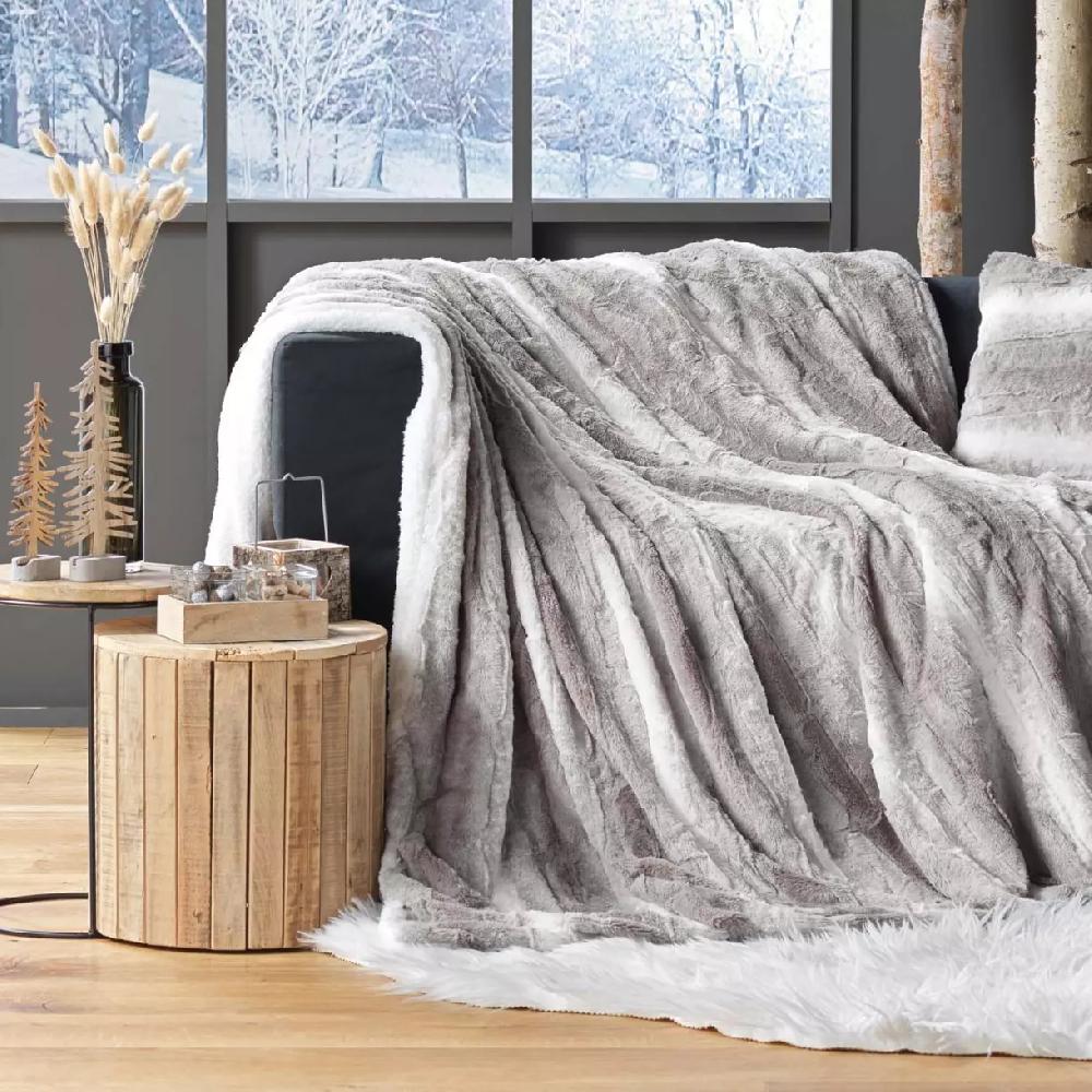 eminza Plaid fausse fourrure (180 x 220 cm) Sven Beige