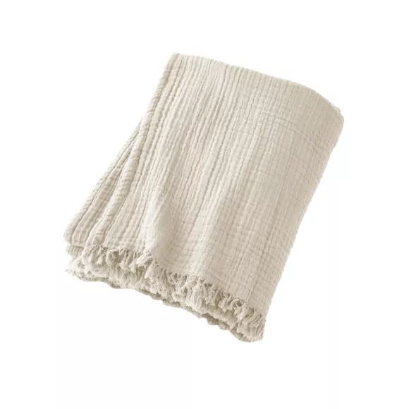 Eminza Plaid Gaze De Coton (130 X 160 Cm) Gaïa Beige Pampa