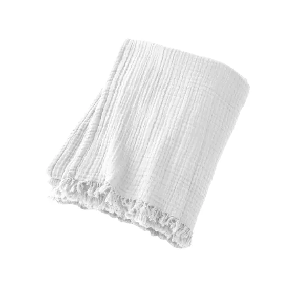 Eminza Plaid Gaze De Coton (130 X 160 Cm) Gaïa Blanc Chantilly