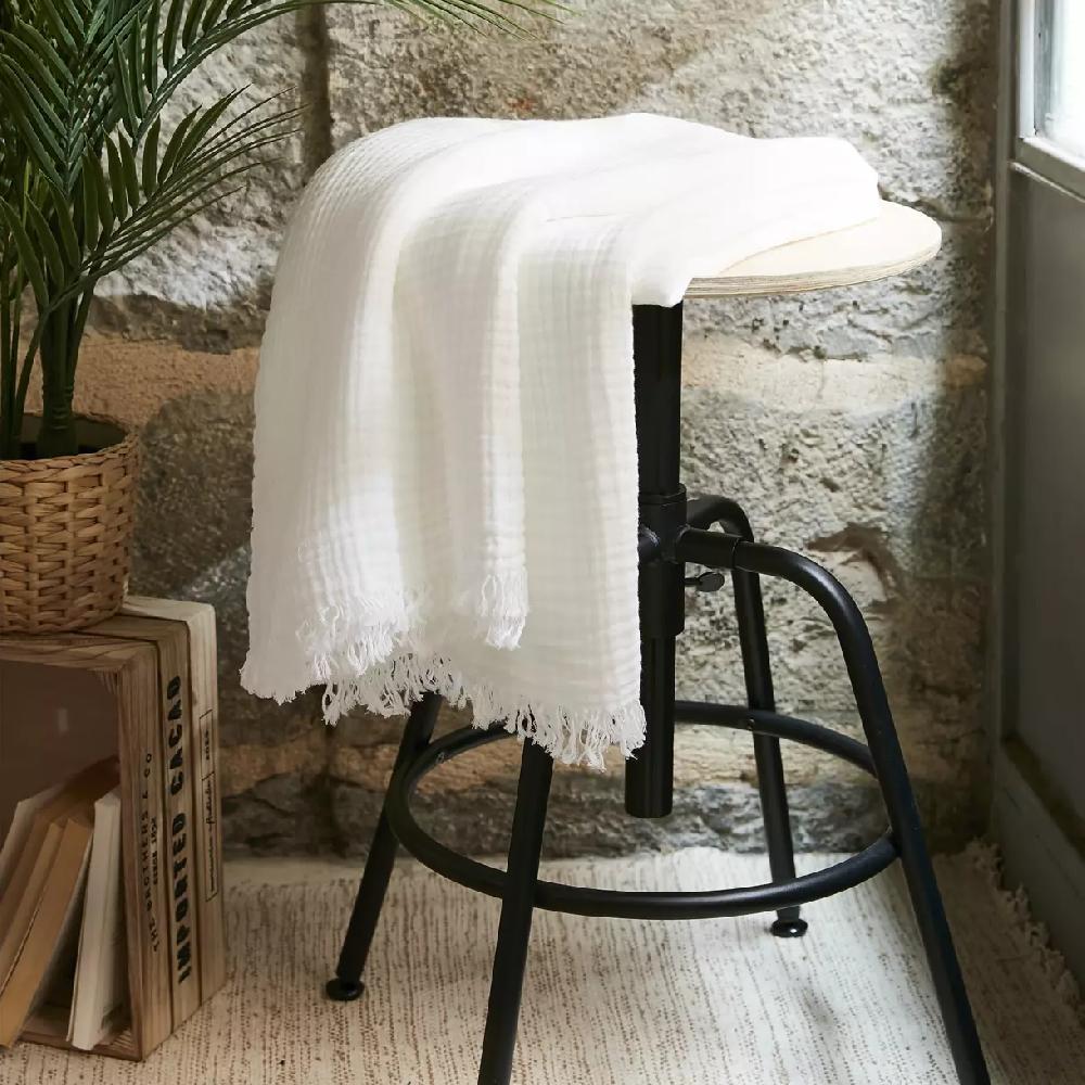 eminza Plaid gaze de coton (130 x 160 cm) Gaïa Blanc chantilly
