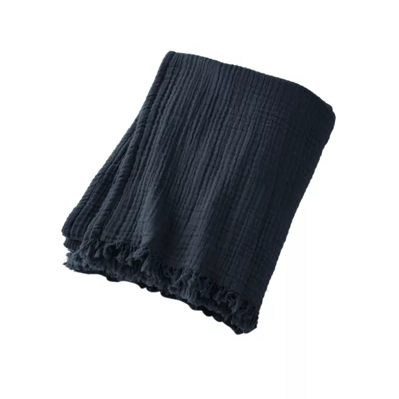 Eminza Plaid Gaze De Coton (130 X 160 Cm) Gaïa Bleu Nuit