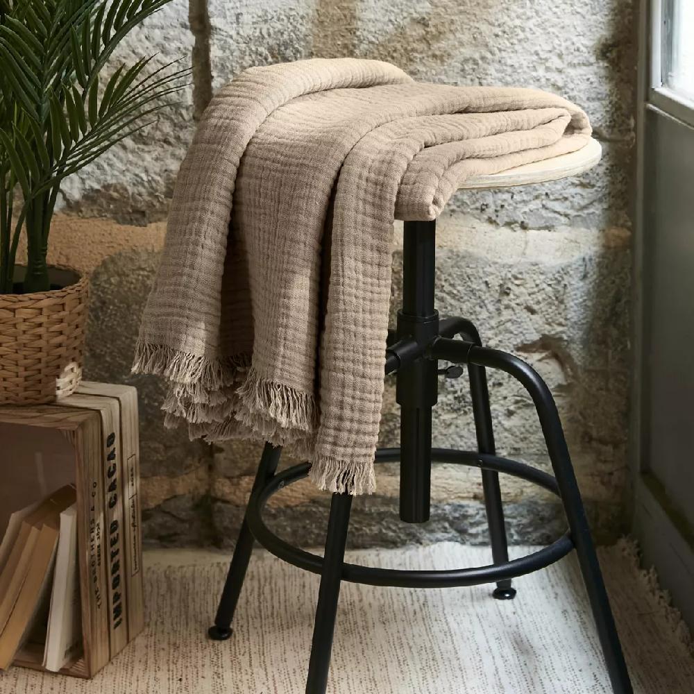 eminza Plaid gaze de coton (130 x 160 cm) Gaïa Ficelle eminza Plaid gaze de coton (130 x 160 cm) Gaïa Ficelle