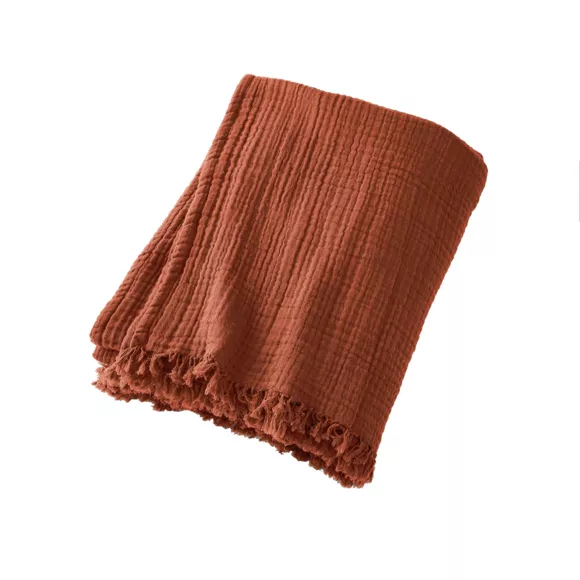 Eminza Plaid Gaze De Coton (130 X 160 Cm) Gaïa Terracotta