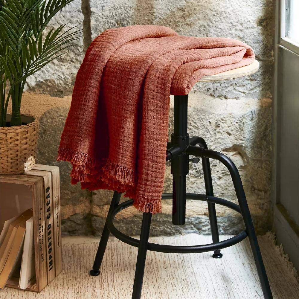eminza Plaid gaze de coton (130 x 160 cm) Gaïa Terracotta