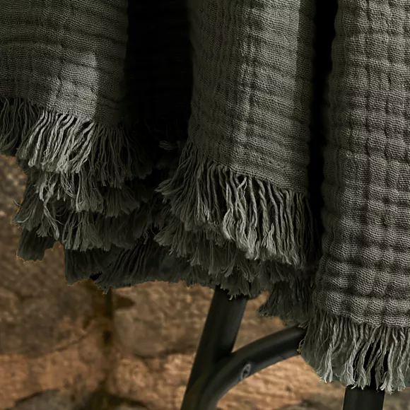 Eminza Plaid Gaze De Coton (130 X 160 Cm) Gaïa Vert Romarin