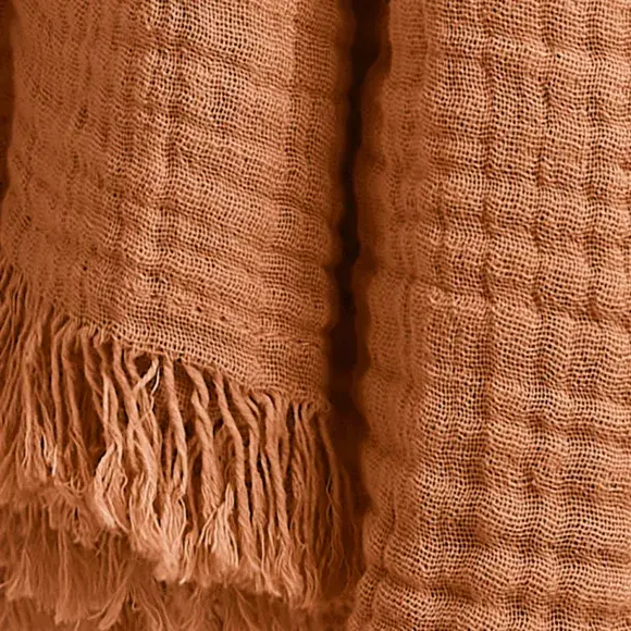 Eminza Plaid Gaze De Coton (180 X 220 Cm) Gaïa Abricot