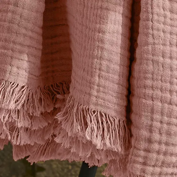 Eminza Plaid Gaze De Coton (180 X 220 Cm) Gaïa Rose Pêche