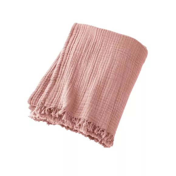 Eminza Plaid Gaze De Coton (180 X 220 Cm) Gaïa Rose Pêche