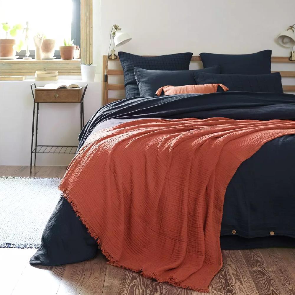 eminza Plaid gaze de coton (180 x 220 cm) Gaïa Terracotta