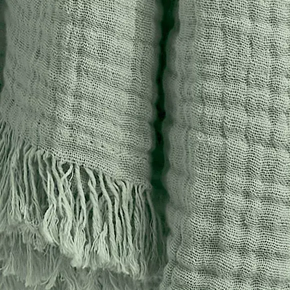 Eminza Plaid Gaze De Coton (180 X 220 Cm) Gaïa Vert Eucalyptus