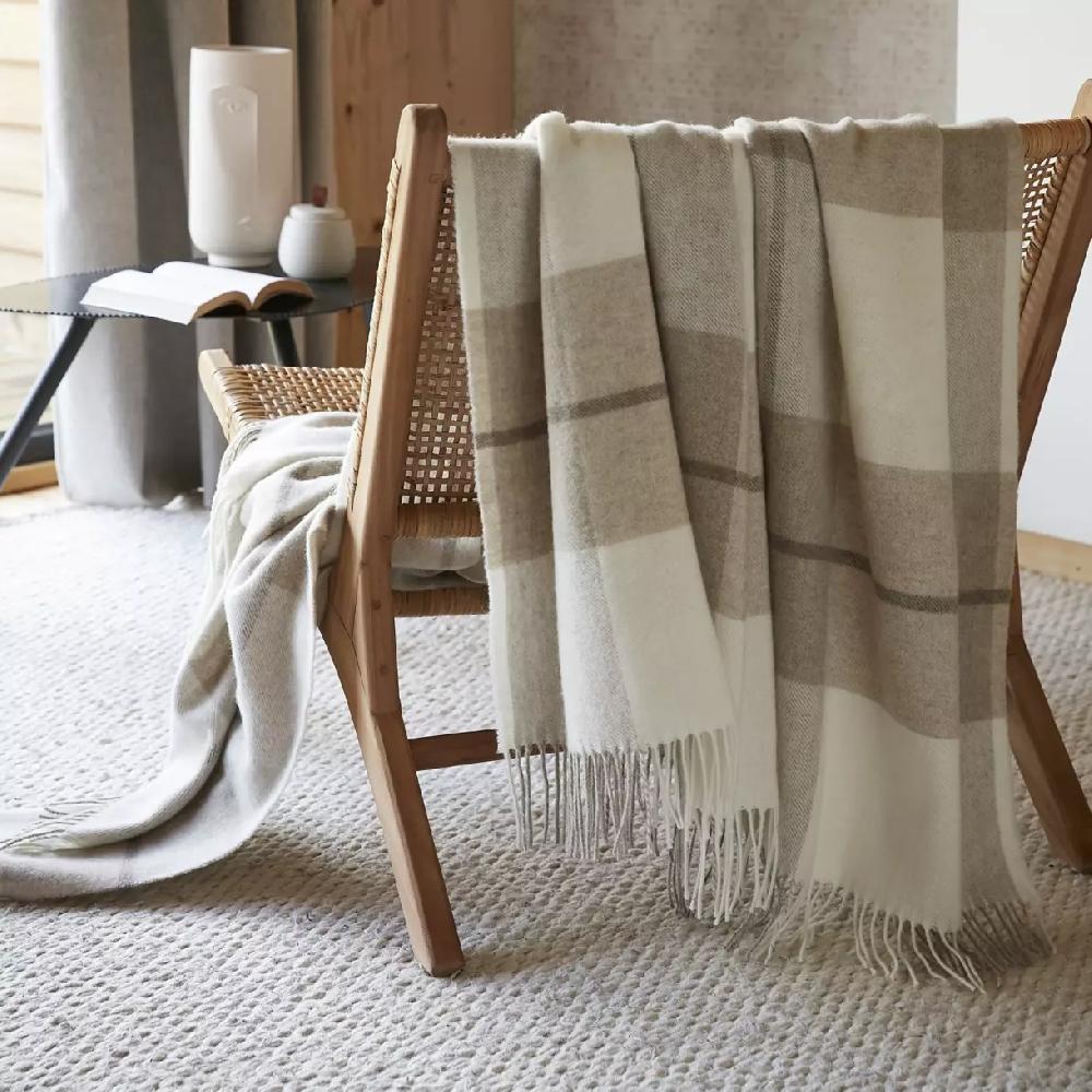 eminza Plaid laine naturelle (140 x 200 cm) Marius Beige