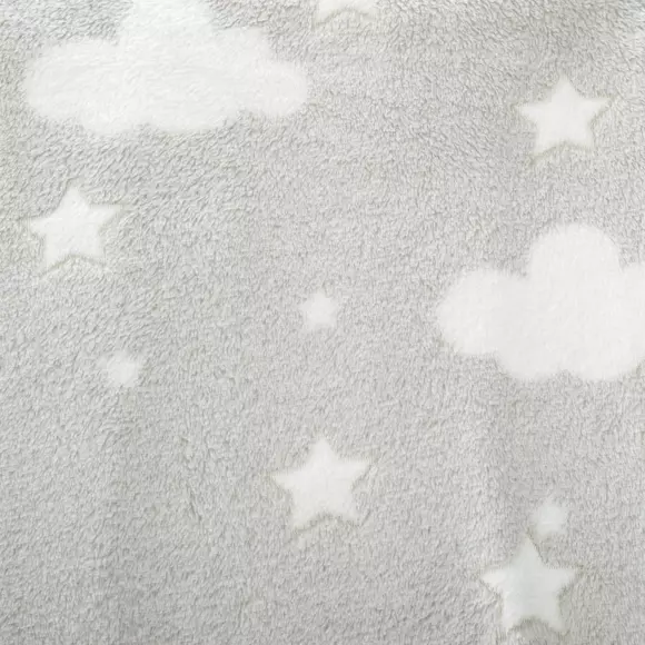 Eminza Plaid Polaire Phosphorescent Enfant (125 X 150 Cm) Voie Lactée Gris Clair