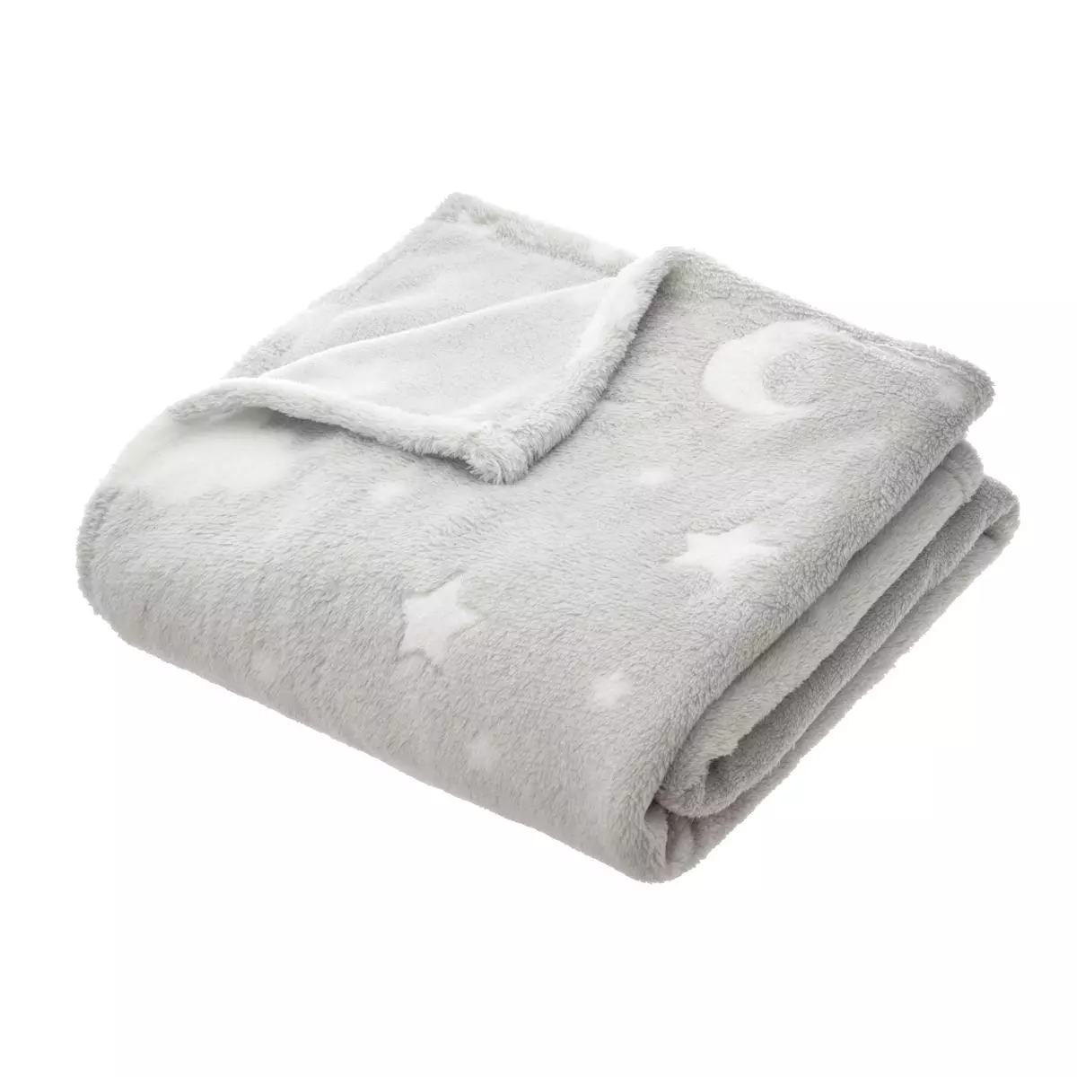 eminza Plaid polaire phosphorescent enfant (125 x 150 cm) Voie lactée Gris clair