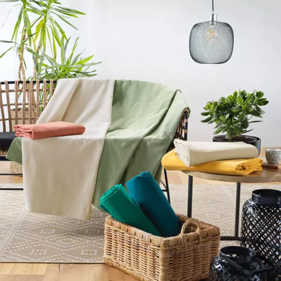 Eminza Plaid Polycoton (180 X 220 Cm) Lucile Vert Sauge