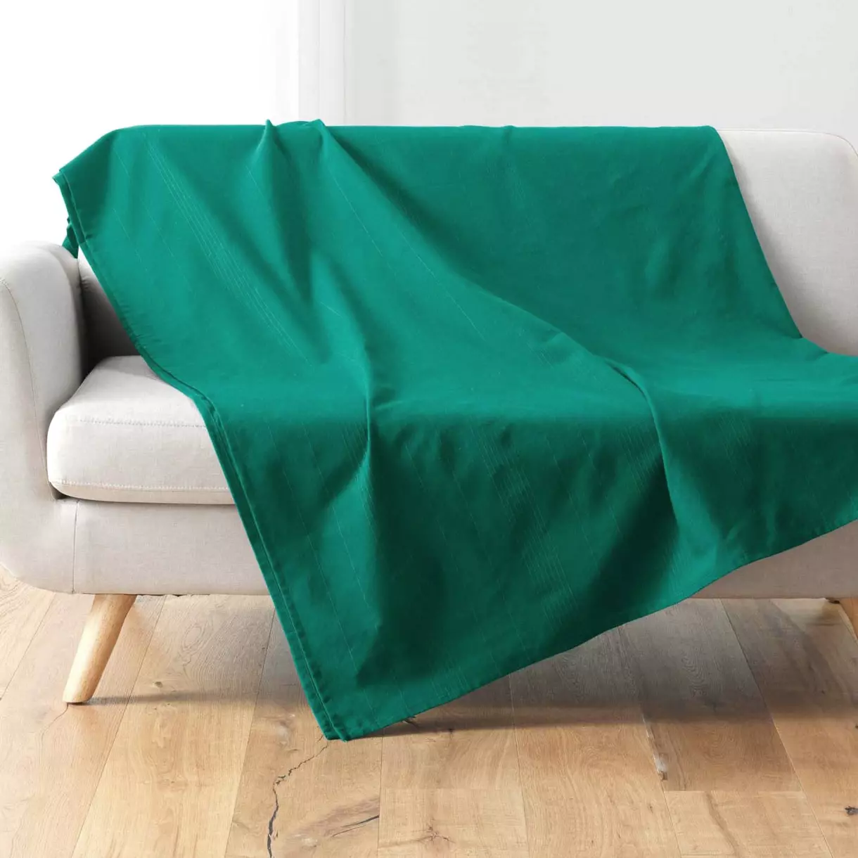 eminza Plaid polycoton (220 x 240 cm) Lucile Vert émeraude
